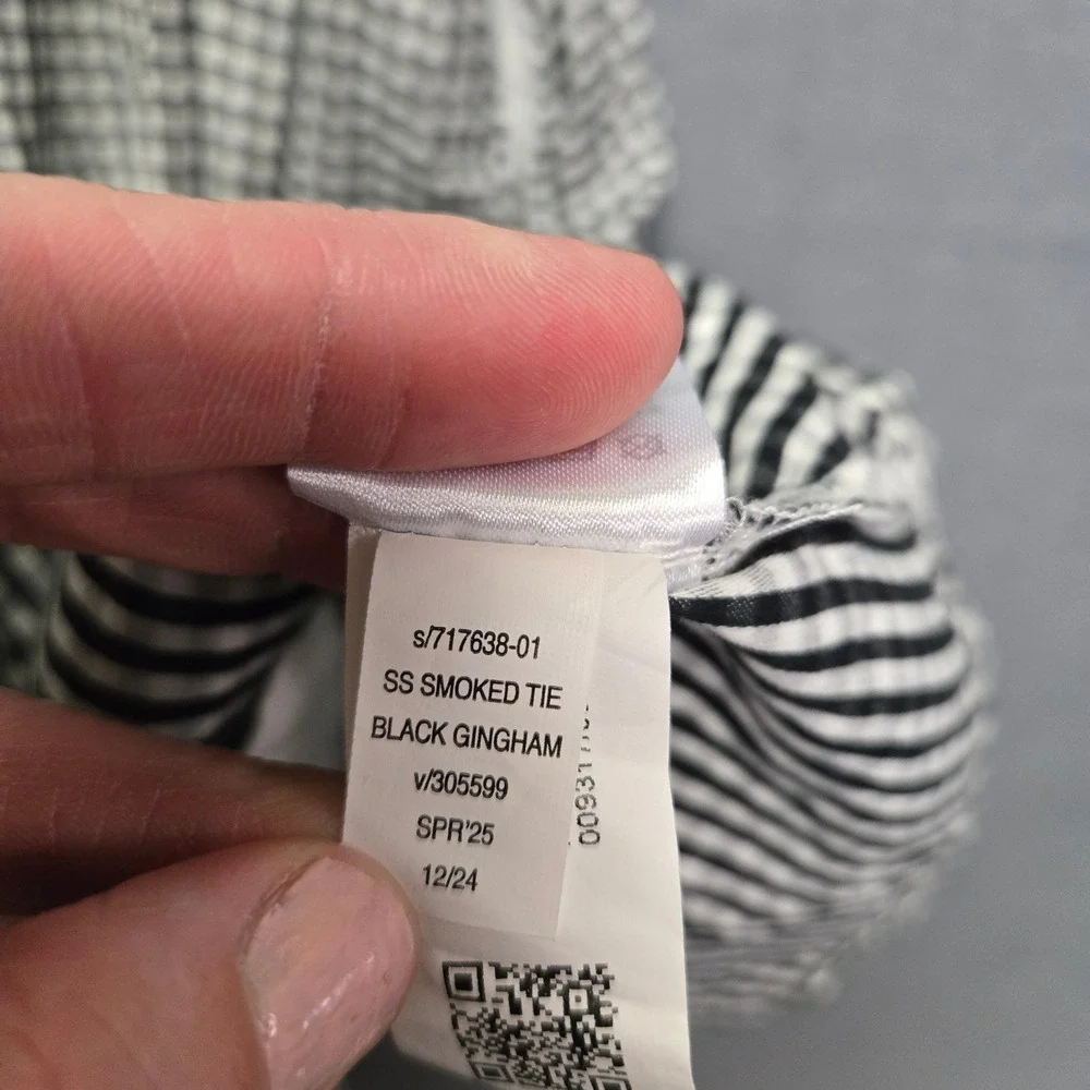 Gap Gingham Cottagecore Country Mini Dress Womens L Tall Black Ruffle Sleeve - Picture 12 of 13